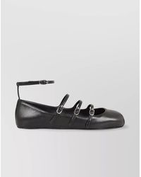 McQueen - Leather Buckled-Strap Ballerina Shoes - Lyst