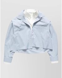 Acne Studios - Striped Cropped Layered Cotton Shirt - Lyst