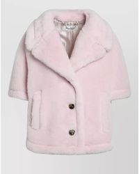 Max Mara - Short Sleeve Faux Fur Animal Fiber Coat - Lyst
