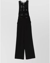 Elisabetta Franchi - Jumpsuit Belt Loops Lace Round Neck - Lyst
