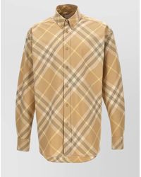Burberry - Button-Down Collar Checked Shirt With Long Sleeves - Lyst