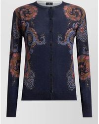 Etro - Cardigan Long Sleeves Paisley Pattern Ribbed Trims - Lyst
