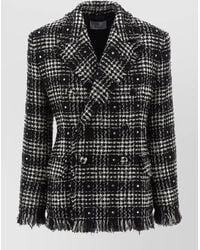 GIUSEPPE DI MORABITO - Tweed Blazer Double Breasted Rhinestones Sequins - Lyst