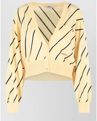 Versace - Wool Cardigan Cropped Striped Front Pockets - Lyst