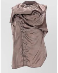 Rick Owens - Sleeveless Asymmetric Satin Top Draped Detail - Lyst