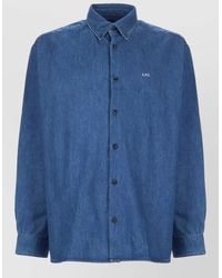 A.P.C. - Denim Shirt Button Collar Long Sleeves - Lyst