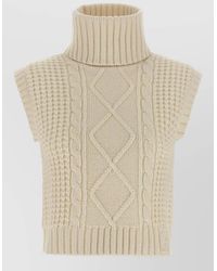 Perfect Moment - Crystal Cable Knit Turtleneck Sleeveless Vest - Lyst