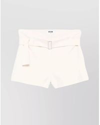 MSGM - High Waist Belted Shorts With Pockets Detail - Lyst