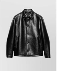 Prada - Nappa Leather Caban Jacket Clothing - Lyst
