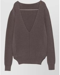Rick Owens - Wool V Neck Relaxed Ribbed Sweater - Lyst