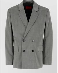HUGO - Virgin Wool Double-Breasted Blazer - Lyst