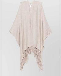 Brunello Cucinelli - Open Poncho Fringed Hem Large Design - Lyst