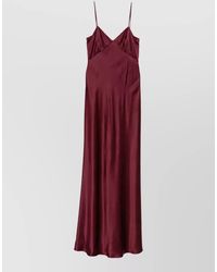 Max Mara - Silk Satin Sleeveless V-Neck Maxi Dress - Lyst