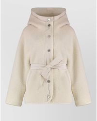Pinko - Faux Fur Coat Belted Hooded Design - Lyst