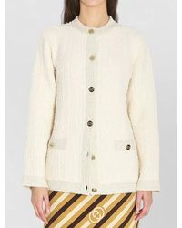 Gucci - Bouclé Lamé Wool Cardigan Crew Neck - Lyst