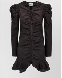 Isabel Marant - Cotton Draped V-Neck Long-Sleeve Mini Dress - Lyst