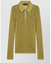 Gucci - Long Sleeves Mesh Polo Collar Shirt - Lyst