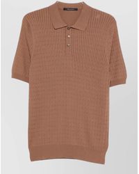 Tagliatore - Cable-Knit Cotton Polo Shirt - Lyst
