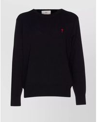 Ami Paris - Crewneck Sweater With Ribbed Cuffs And Hem - Lyst