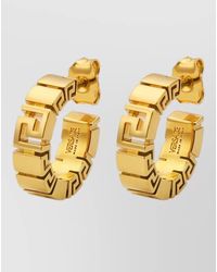 Versace - Greca Motif Hoop Earrings Geometric Band - Lyst