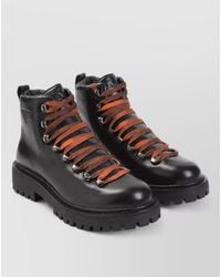 Prada - Leather Lace-Up Ankle Boots - Lyst