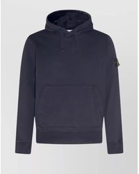 Stone Island - Hooded Sweatshirt With Front Pocket And Ribbed Cuffs - Lyst