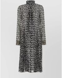 Versace - Silk Logo Print Midi Shirt Dress - Lyst