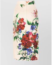 Dolce & Gabbana - Floral-Print Satin High-Rise Midi Pencil Skirt - Lyst