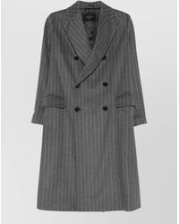 Paltò - Wool Double Breasted Coat Pinstripe Lapel - Lyst