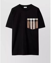 Burberry - Check Pocket Crew Neck T-Shirt - Lyst