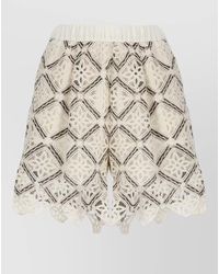Herno - Lace Shorts Geometric Pattern Scalloped Hem - Lyst