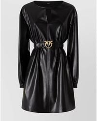 Pinko - Short Dress With Leather Effect - Lyst