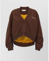 The Attico - 3D Logo V-Neck Sweatshirt With Ribbed Cuffs And Hem - Lyst