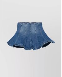 MSGM - Flared High Waist Short Denim Skirt - Lyst
