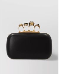 McQueen - Structured Clutch With Chain Strap And Knuckle Rings - Lyst