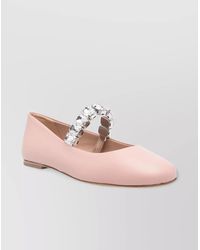 Casadei - Leather Ballet Flats With Crystal Embellished Strap - Lyst