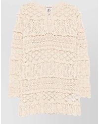 Semicouture - Crochet Mini Dress Keyhole Neckline Ruffles - Lyst