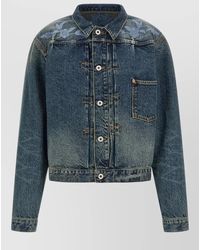 KENZO - Denim Floral Embroidered Cropped Jacket - Lyst