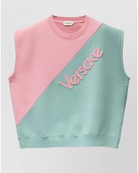 Versace - Short Sleeve Cotton Jersey Crew Sweatshirt - Lyst