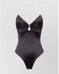 Elisabetta Franchi - Bow V-Neck Bodysuit Tulle Detailing - Lyst