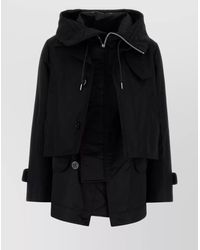 Sacai - Cotton Blend Jacket With Hood And Layered Look - Lyst
