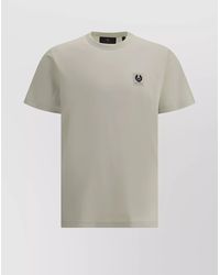 Belstaff - Ribbed Crew Neck Cotton T-Shirt With Contrast Patch - Lyst