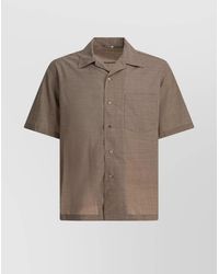 AURALEE - Short Sleeve Wool Shirt With Chest Pocket - Lyst