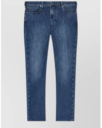 Emporio Armani - Cotton Denim Jeans Faded Effect Stitching - Lyst