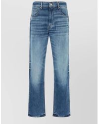 7 For All Mankind - Straight Leg Stretch Denim Jeans Distressed - Lyst