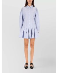 Ganni - Striped Cotton Shirt Mini Dress - Lyst