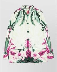 F.R.S For Restless Sleepers - Silk Jacket Floral Print Collar Detail - Lyst