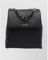 Liu Jo - Textured Backpack With Chain Handle And Straps - Lyst