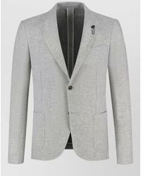 Lardini - Wool Linen Single Breasted Blazer - Lyst
