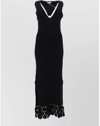 Ganni - Ribbed Knit V-Neck Sleeveless Maxi Dress - Lyst